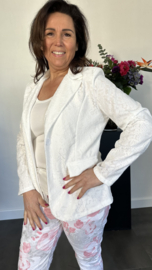 Kanten blazer room wit