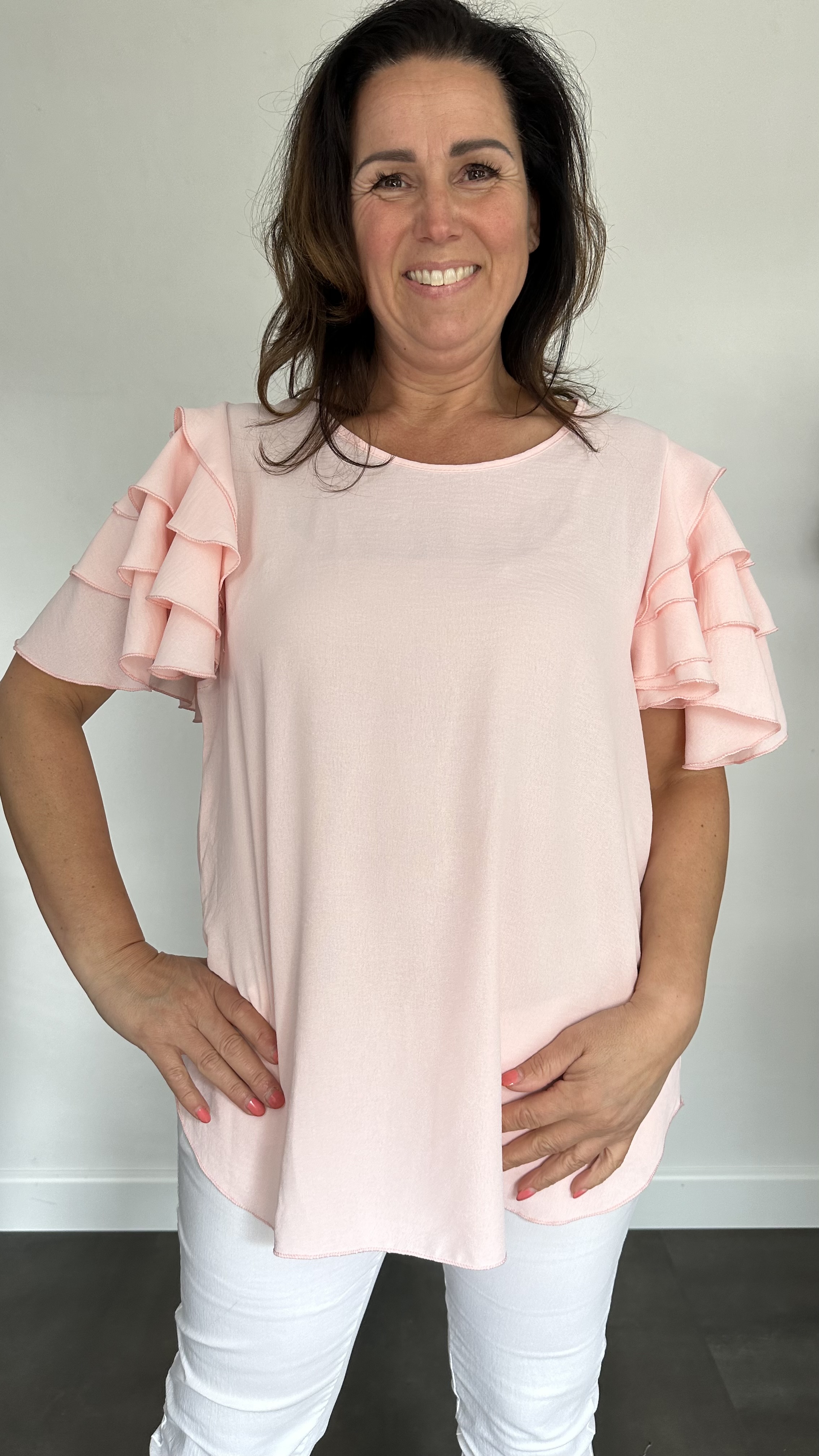 Top wendy met volant roze
