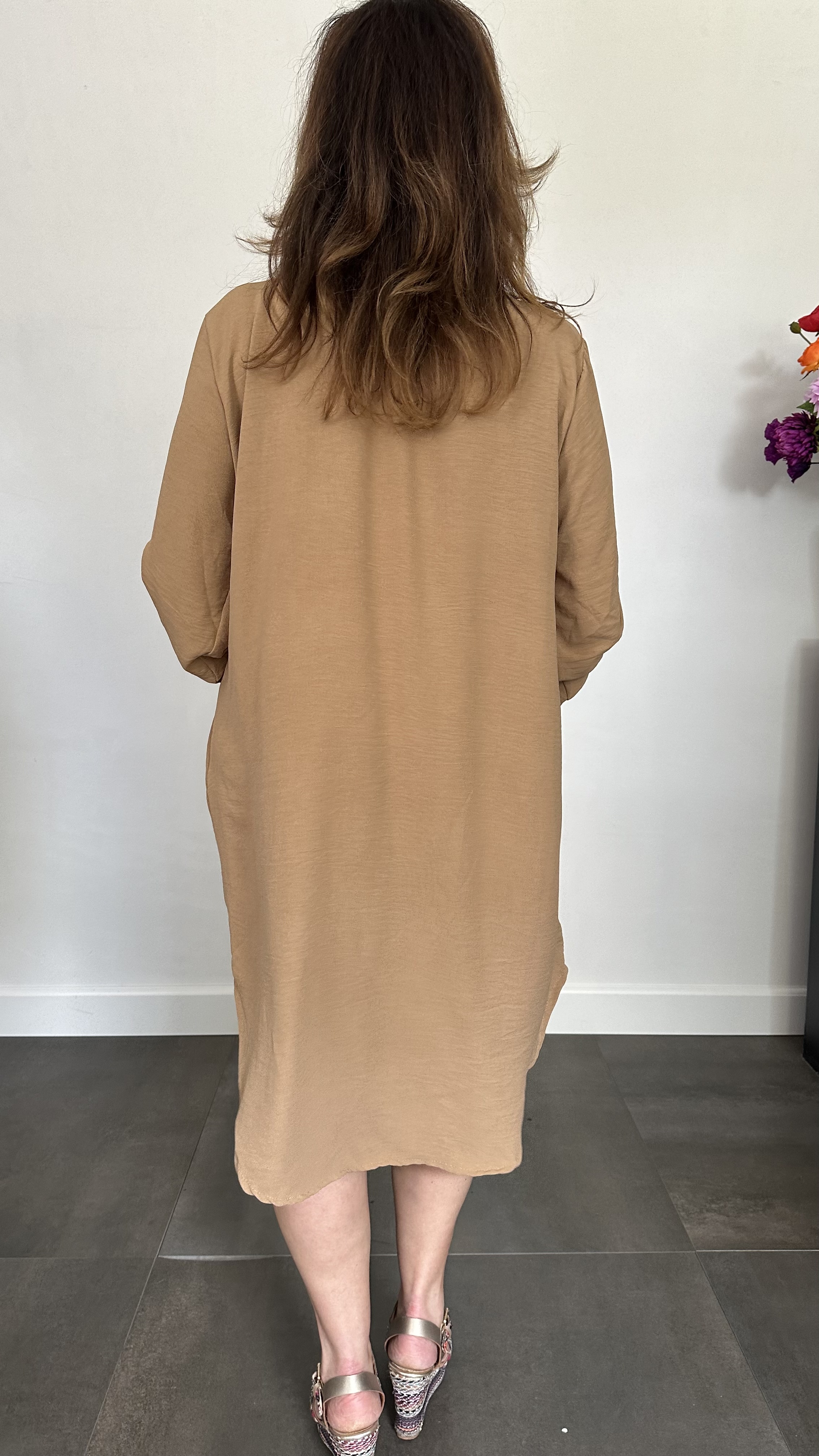 Blouse/ jurk crepe camel