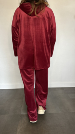 Velvet comfy pak met panter capuchon Bordeaux -SALE