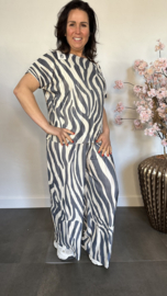 2-Delig comfy pak plissé Zebra Staalblauw SALE