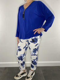 Joggingbroek ecru /blauwe tulp