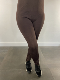 Legging met fleece gevoerd donker bruin