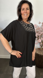 Top Esther met glitter Zwart