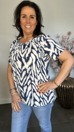 Ballon shirt met elastiek Zebra denim