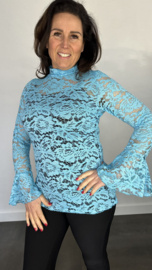 Kanten top Jill turquoise SALE