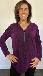 Top "glitter zipp" sparkle lines magenta