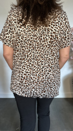 Ballon shirt met elastiek New Cheeta wit/bruin/zwart