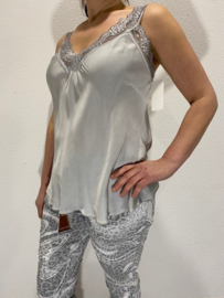 Hemd satijnlook met kant grijs
