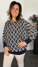 Blouse met boord wavy marine