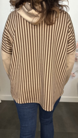 Sweater met capuchon /streep Taupe