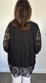 Kanten blouse charlotte +SIZE zwart