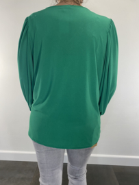 Shirt met v-hals en pofmouw travel groen