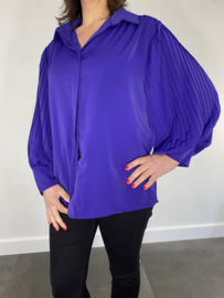 Blouse met plissé pofmouw paars