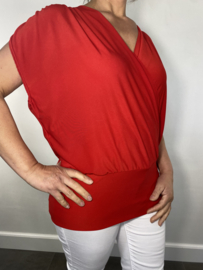 Overslag top met elastische boord korte mouw rood