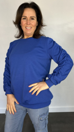 Sweater met gesmokte mouwen kobalt