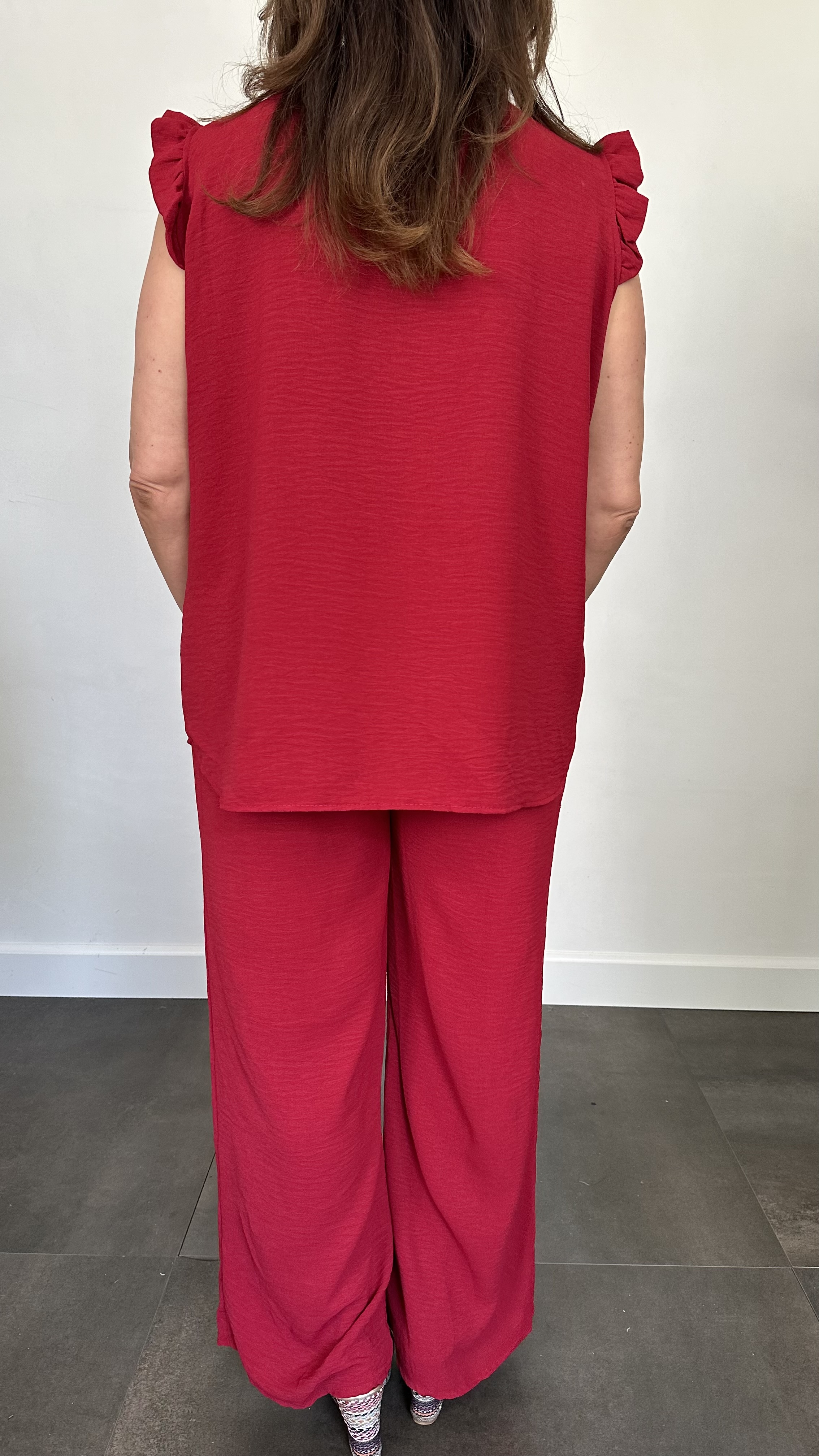 2-Delig pak Mia met ruche & ketting bordeaux