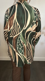 Stretch blouse soft Animal mix Donker groen
