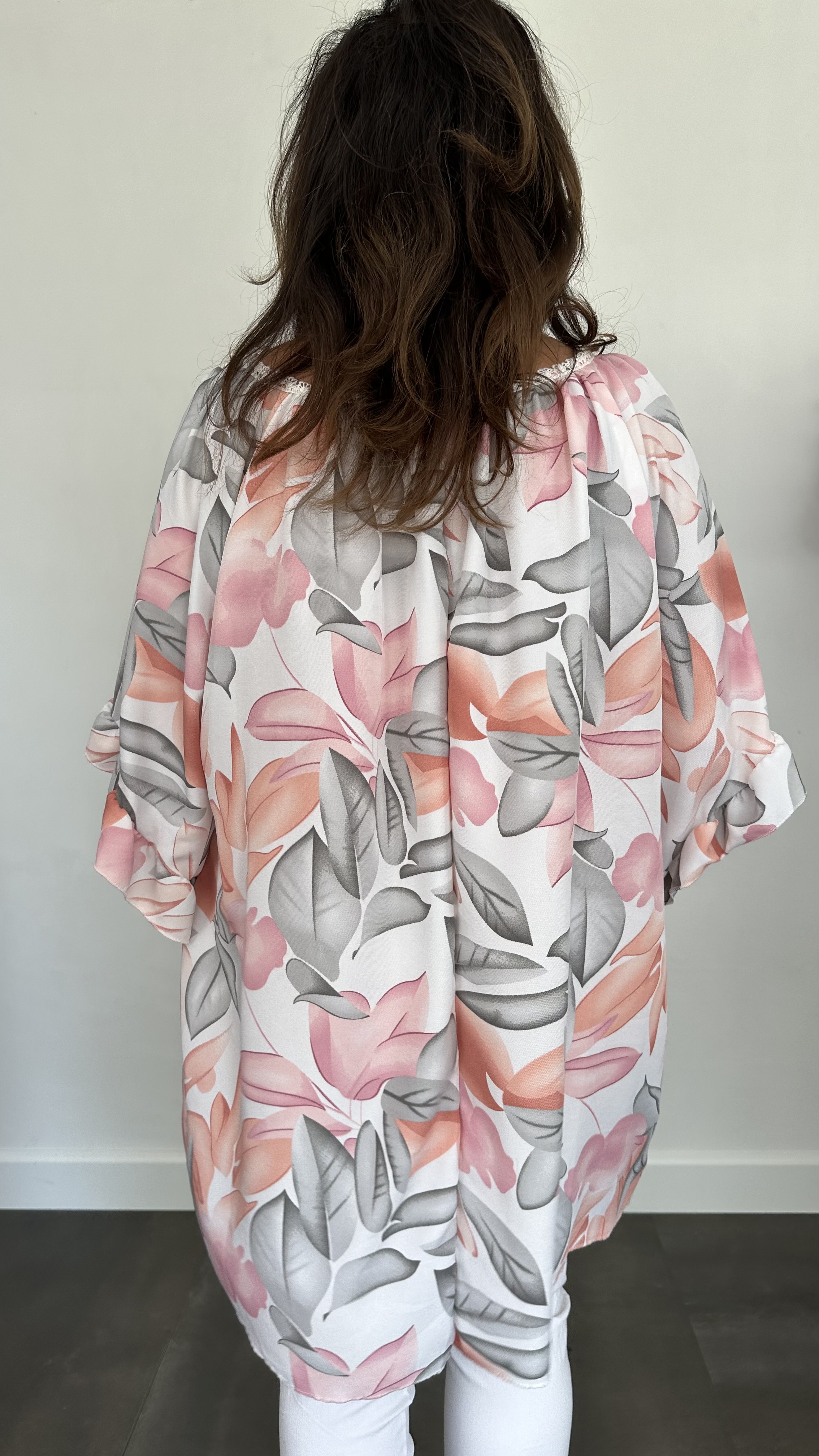 Tuniek Anita +SIZE flowers roze peach