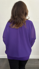 Blouse met boord lange mouw +Size Extra paars