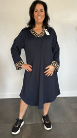 Sweaterdress panter +SIZE marine SALE