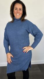 Lange grof gebreide coltrui blauw SALE