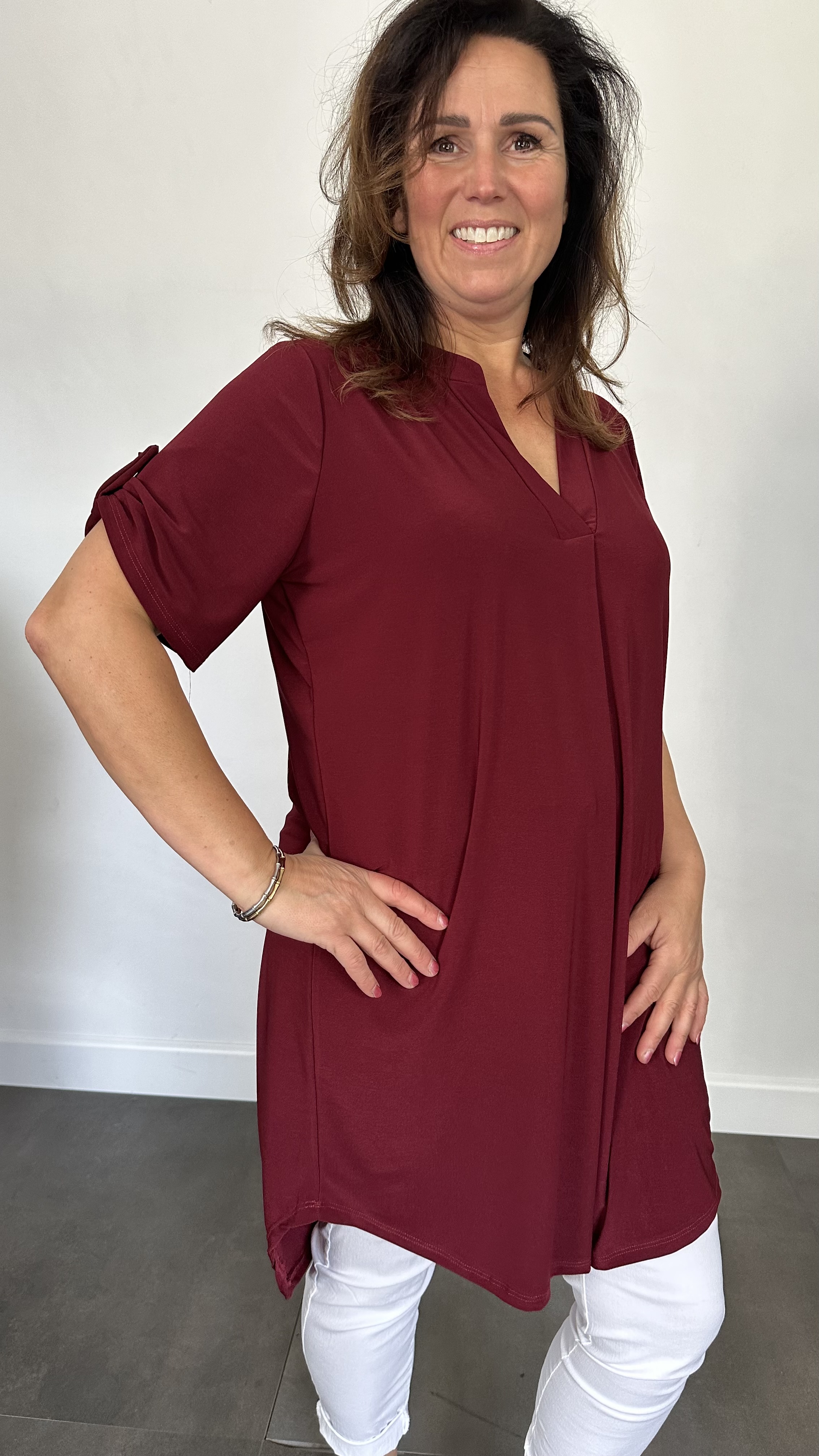 Tuniek liz korte mouw bordeaux
