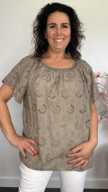 Broderie blouse Olivia Taupe