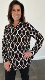 Stretch blouse travel elips zwart