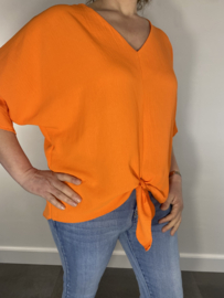 Shirt silvy met knoop oranje