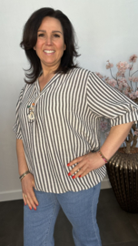 Top Mira gestreept + ketting Zwart