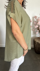 Shirt Nora kant +ketting Army