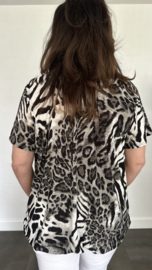 Ballon shirt met elastiek panter/tijger grijs (+size)