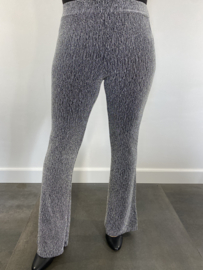 Flared stretch broek glitter zilver