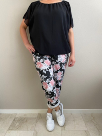 Joggingbroek zwart /roze roos