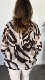 Blouse met boord lange mouw +Size Extra Lava zwart
