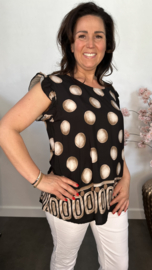 Top Dotty met ruche Zwart