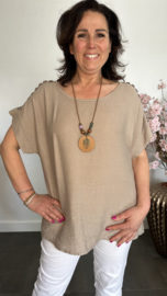 Shirt Nora kant +ketting Taupe