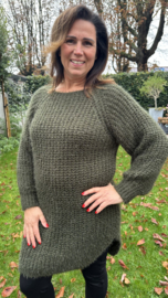 Lange grof gebreide trui Donna army