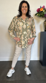 Soft shirt met v-hals en pofmouw Tess army