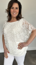 Blouse met boord KANT ecru