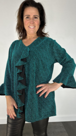 Blouse met ruche en volant sparkle lines groen