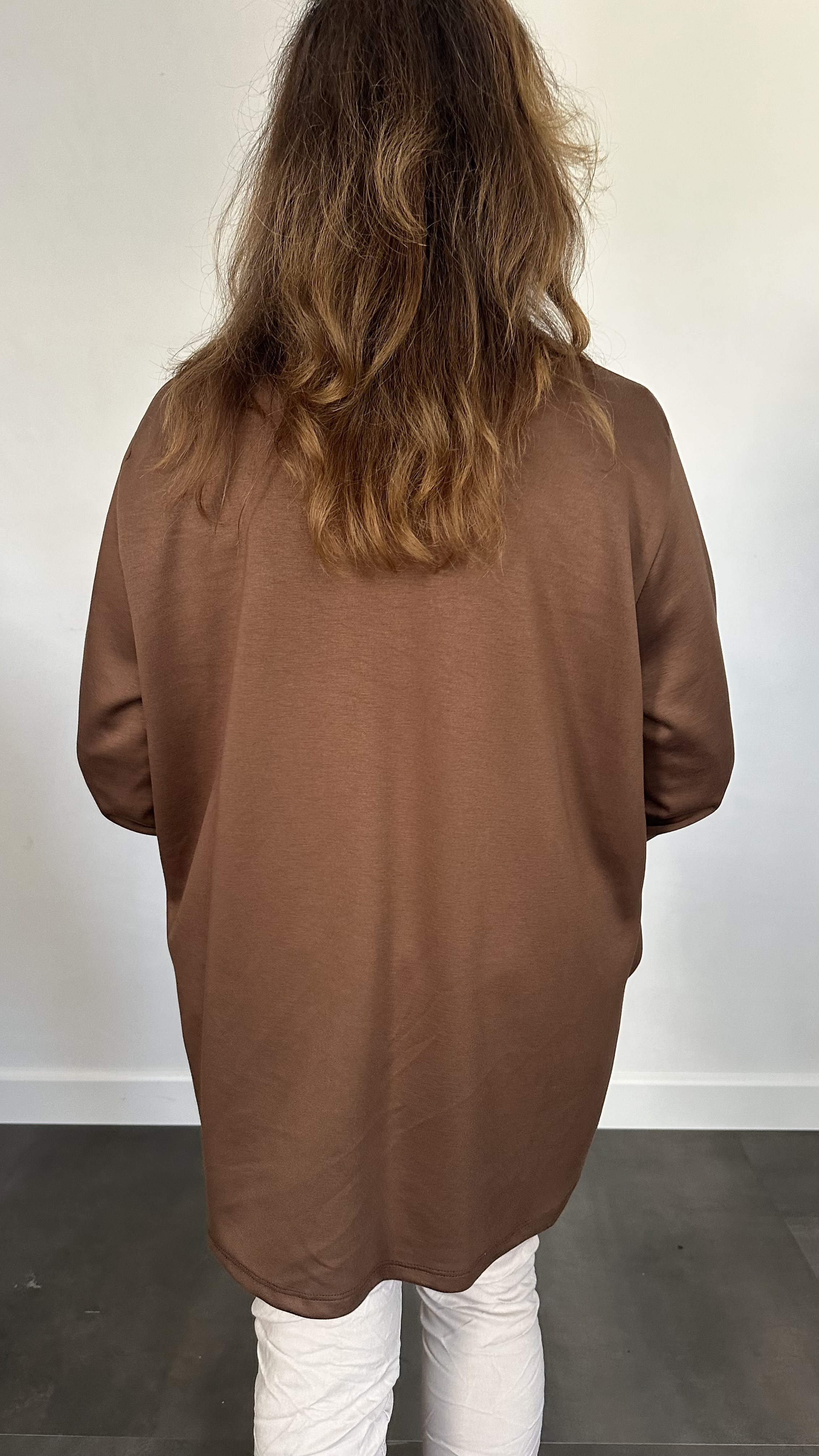 Vest Lisa met sjaalkraag +SIZE bruin