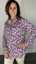 Stretch blouse travel paisley lila