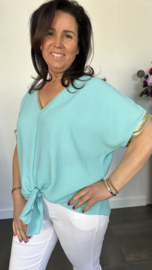 Top met knoop goud/mint
