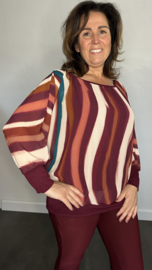 Blouse met boord wavy stripes bordeaux