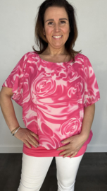 Blouse met boord lava fuchsia