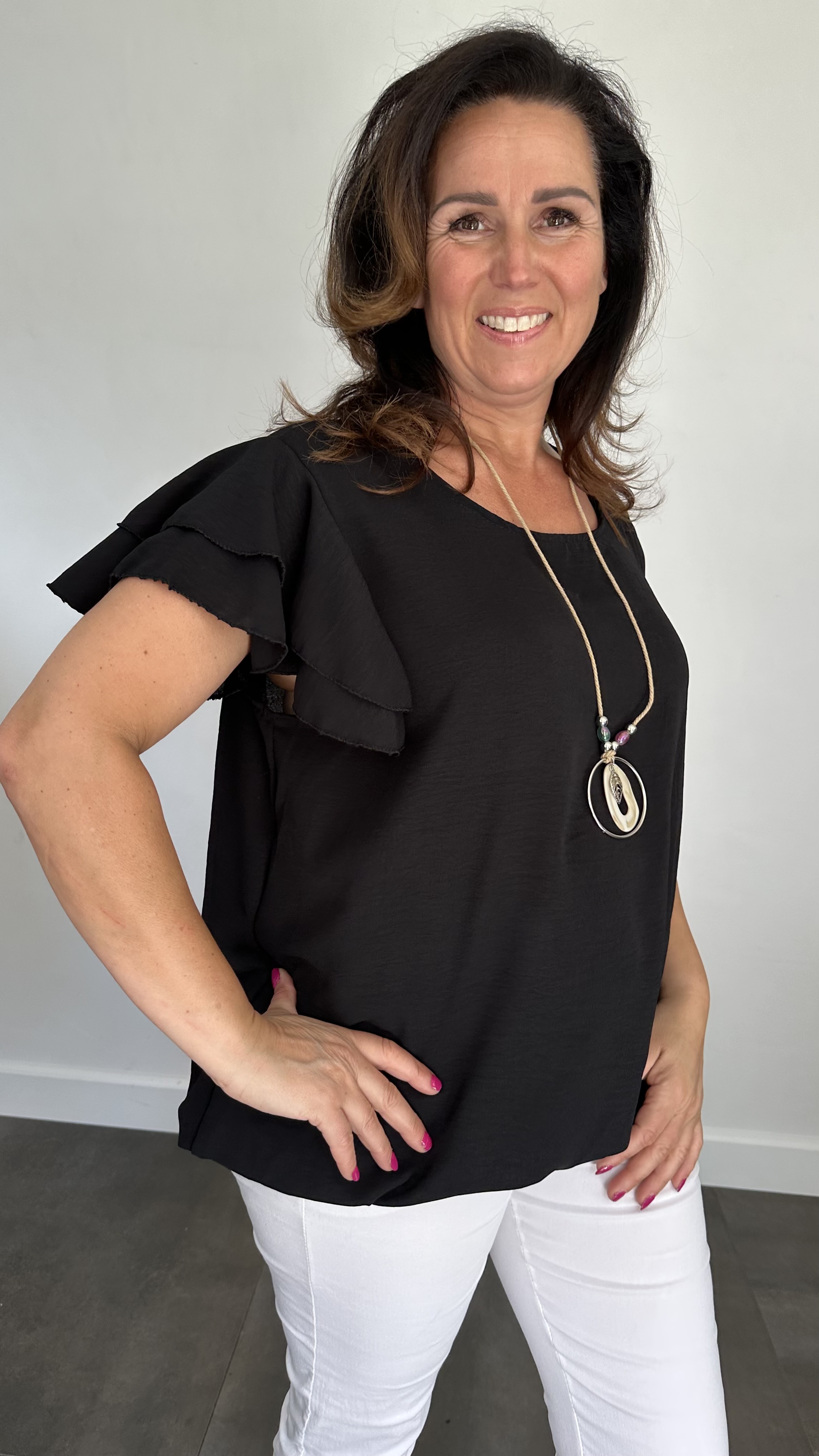 Shirt Celine met ketting zwart +SIZE