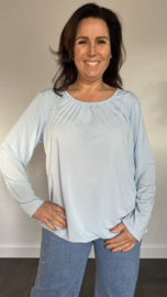 Ballon shirt travel met elastiek ijsblauw