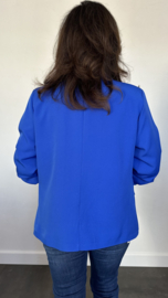 Blazer Marjan met gesmokte mouw kobalt